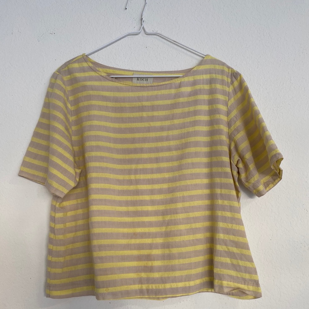 Koch Yellow Striped Short Sleeves Top SZ